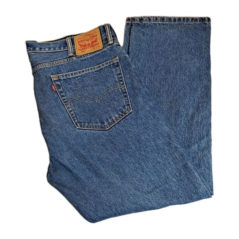 Levi's Men's 505 Jeans Size 38 x 30 Straight Medium Wash 100% Cotton